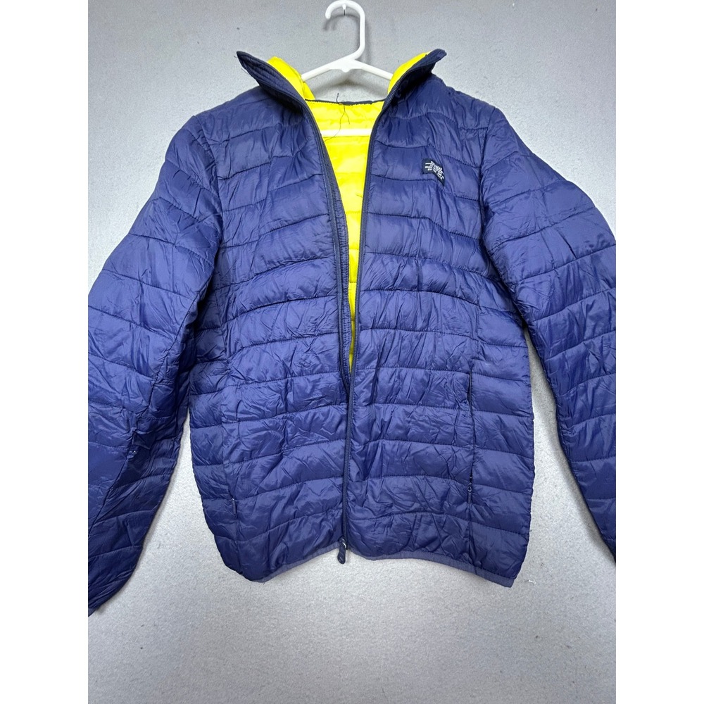 Pull&Bear Puffer Jacket Nylon Blue Yellow Medium Mens